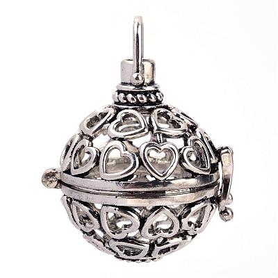 Rack Plating Brass Cage Pendants KK-S751-013AS-1