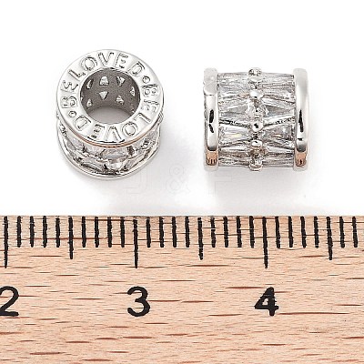 Brass Micro Pave Clear Cubic Zirconia Beads KK-P271-43P-A-1