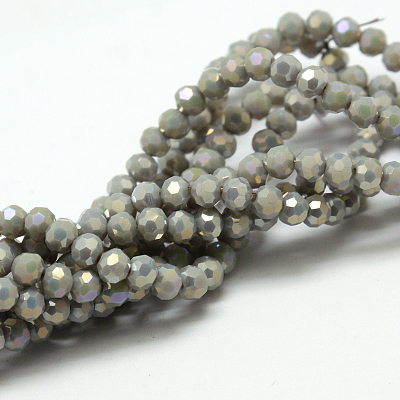 Faceted(32 Facets) Round Full Rainbow Plated Imitation Jade Electroplate Glass Beads Strands EGLA-J130-FR11-1