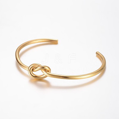 Unique Design 304 Stainless Steel Cuff Bangles LS-BJEW-K105-07G-1