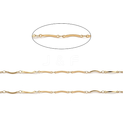 Ion Plating(IP) Handmade 304 Stainless Steel Curved Bar Link Chains CHS-G025-05G-1