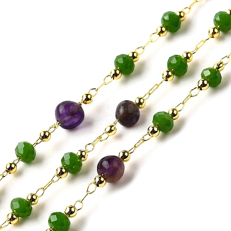 Handmade Natural Amethyst Nuggets Beaded Chains CHC-F020-06G-03-1