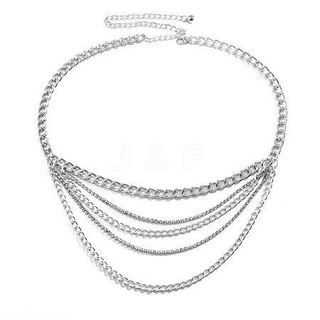 Alloy Crystal Rhinestone Curb Chain Multilayer Waist Belly Chains for Women FS-WGC55BA-02-1