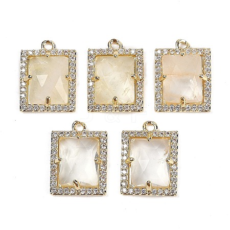 Natural Lemon Quartz Faceted Rectangle Pendants G-I375-05G-11-1