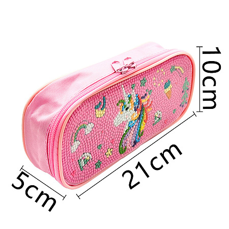 Unicorn Cartoon Pencil Case DIY Diamond Painting Pencil Bag with Zipper PW-WG7D6AD-01-1