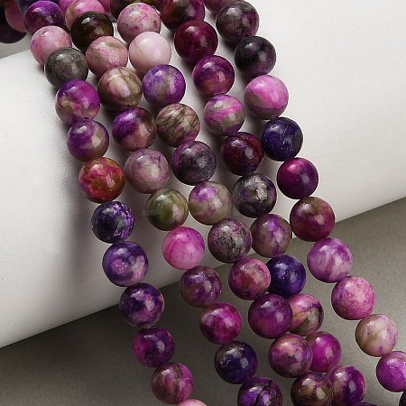 Dyed Natural White JadeImitation Charoite Smooth Round Beads Strands GG-CBA3334-A01-6mm-C-1