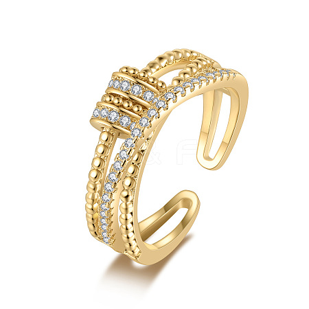 Brass Micro Pave Clear Cubic Zirconia Rotating Cuff Rings FS-WG95F24-02-1