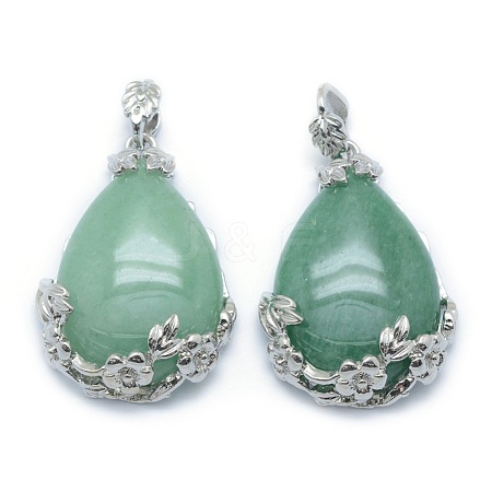 Natural Green Aventurine Pendants G-P393-B09-1