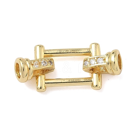 Rectangle Brass Micro Pave Clear Cubic Zirconia Fold Over Clasps KK-Z143-19G-1