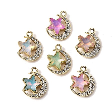 UV Plating Alloy Glass Pendants FIND-K032-25G-1