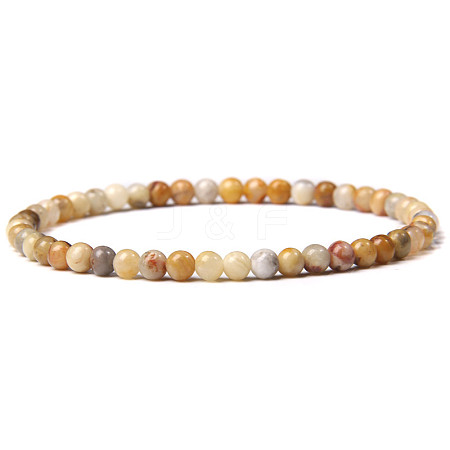 4mm Round Natural Crazy Agate Beads Bracelet for Men LS-KG3069-14-1