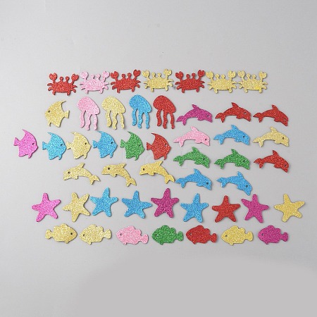 Sea Animals EVA Foam Glitter Stickers Set DIY-WH0409-50-1