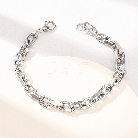 304 Stainless Steel Cable Chain Bracelets for Women Men BJEW-F529-04P-1