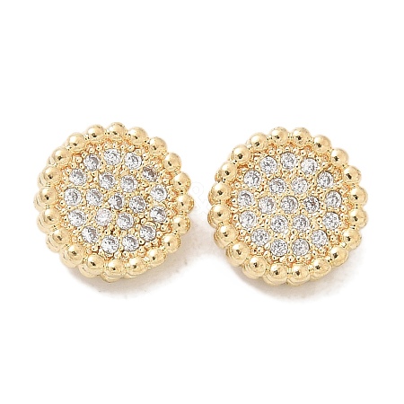 Rack Plating Brass Micro Pave Clear Cubic Zirconia Buttons KK-K283-18G-1