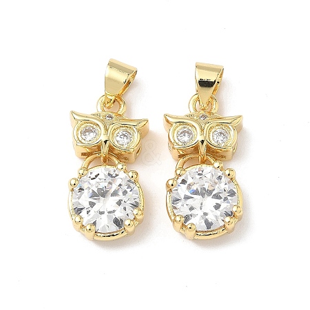 Brass Micro Pave Cubic Zirconia Pendants KK-Q068-03G-1