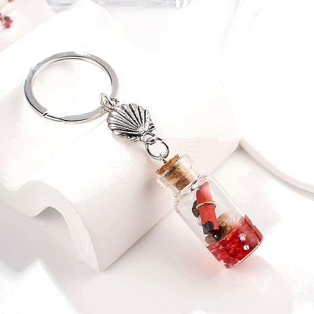 Glass Wishing Bottle Pendant Keychain PW-WG5EE2B-04-1