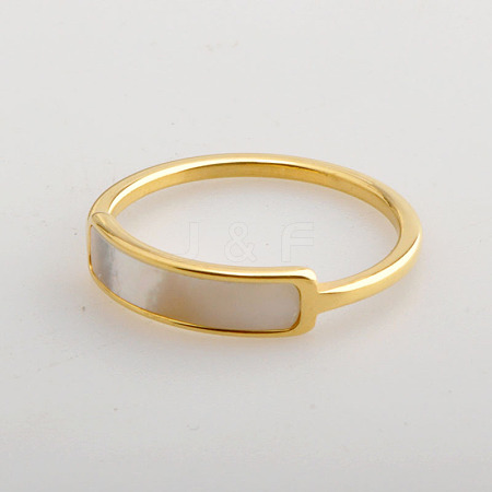 304 Stainless Steel & Shell Finger Rings FS-WG45F01-02-1