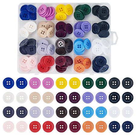 120Pcs 20 Colors 4-Hole Resin Buttons BUTT-TA0001-29B-1