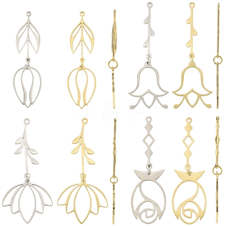 8Pcs 8 Styles Ion Plating(IP) 201 Stainless Steel Pendants STAS-YW0011-21-1