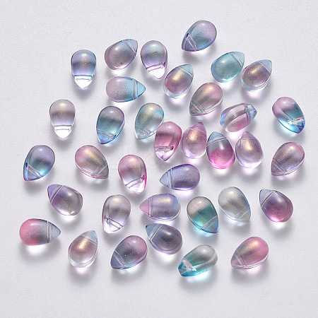 Transparent Spray Painted Glass Charms LS-GLAA-R211-03-E02-1