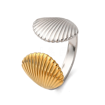 304 Stainless Steel Double Color Cuff Rings RJEW-S635-01GP-N-1