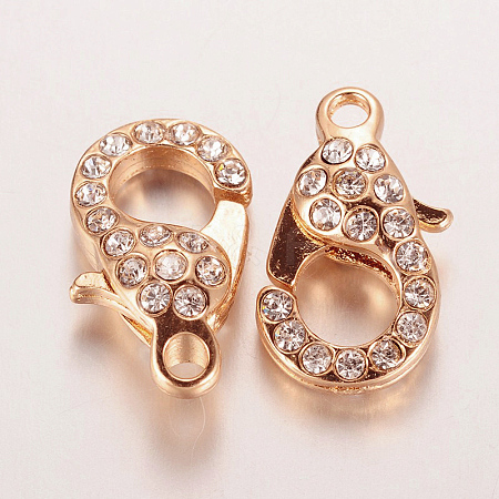 Alloy Glass Rhinestone Lobster Claw Clasps ZIRC-F022-63RG-1