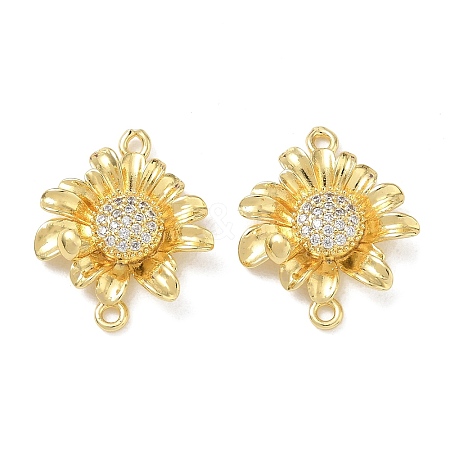 Brass Micro Pave Clear Cubic Zirconia Connector Charms CU-CBA280C-12G-1