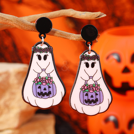 Cute White Ghost Stud Earrings AU5426-4-1