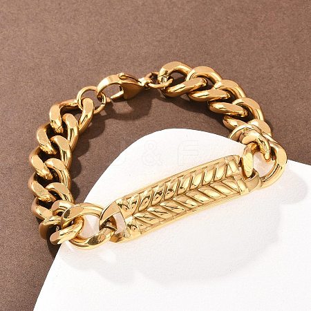 Stainless Steel Cuban Link Chain Bracelets BJEW-D379-06G-1