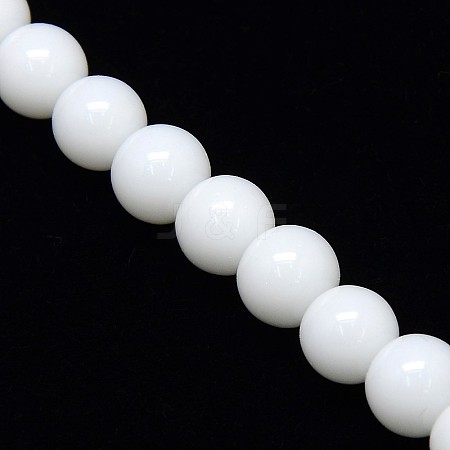 Opaque Solid Color Crystal Glass Round Beads Strands EGLA-F037-8mm-E01-1