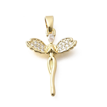 Brass Clear Cubic Zirconia Pendants KK-B187-20G-1