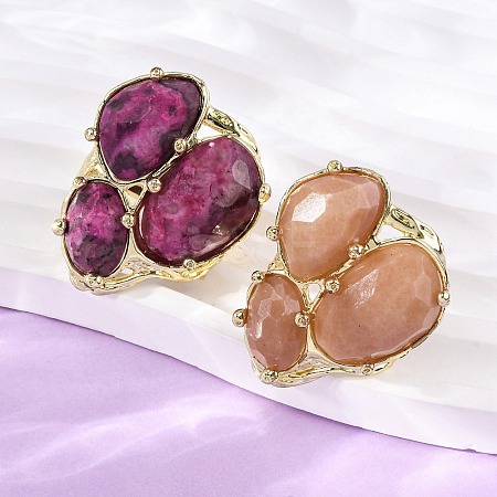 Natural Quartz Cuff Rings RJEW-M076-06G-1