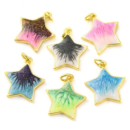 Brass Enamel Pendants KK-S401-15G-1