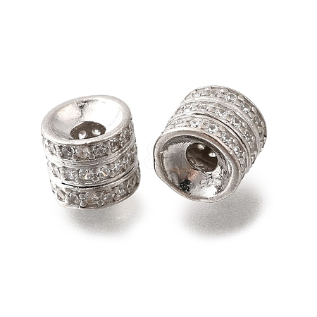 925 Sterling Silver Micro Pave Clear Cubic Zirconia Beads STER-F061-03B-P-1