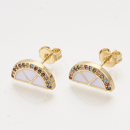 Brass Cubic Zirconia Stud Earrings EJEW-S201-172C-1