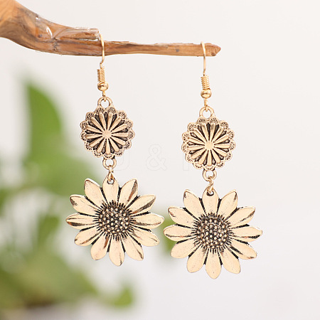 Sunflower Zinc Alloy Dangle Earrings FS-WG9DD1F-02-1