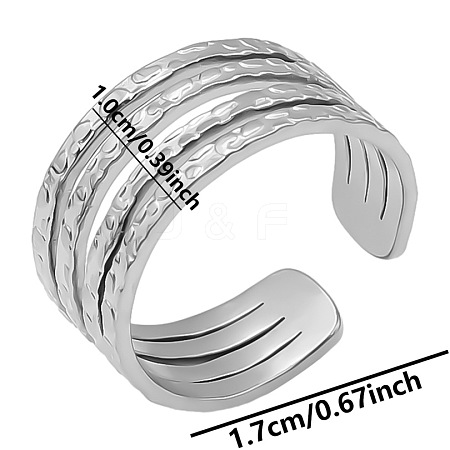 Non-Tarnish Minimalist Adjustable Geometric 304 Stainless Steel Cuff Ring for Unisex QX2414-1-1