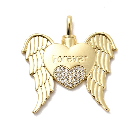 Brass Micro Pave Clear Cubic Zirconia Pendants KK-H519-09G-1