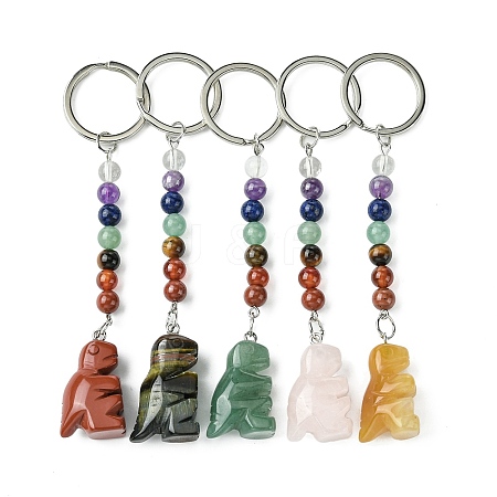 Dinosaur Natural Gemstone Keychain KEYC-F040-02-1