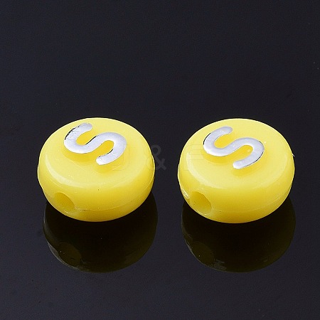 Plating Opaque Acrylic Beads MACR-SZ0001-46H-1