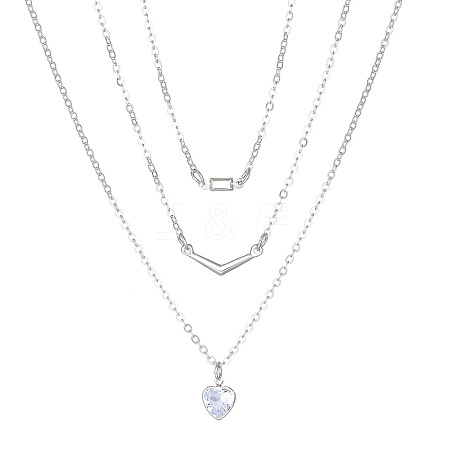 Alloy Crystal Rhinestone 3 Layer Necklaces PW-WGE57FA-01-1