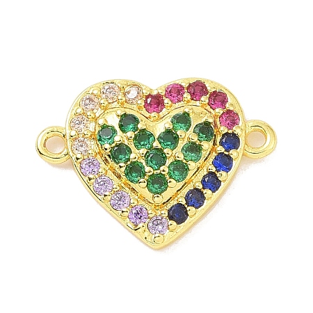 Real 18K Gold Plated Brass Micro Pave Cubic Zirconia Connector Charms KK-L209-052G-02-1