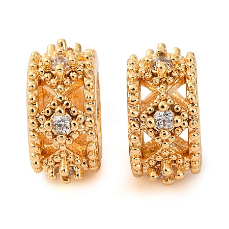 Brass Micro Pave Cubic Zirconia European Beads KK-K378-39G-1