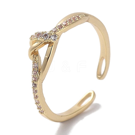 Brass Micro Pave Cubic Zirconia Cuff Rings RJEW-G310-05G-1