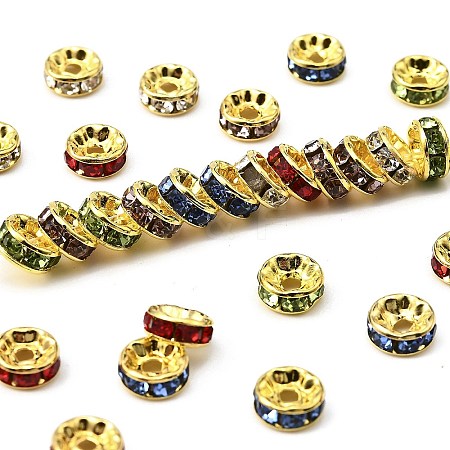 Brass Rhinestone Spacer Beads RB-A014-Z8mm-G-1