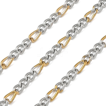 Two Tone 304 Stainless Steel Figaro Chains CHS-G050-04GP-1