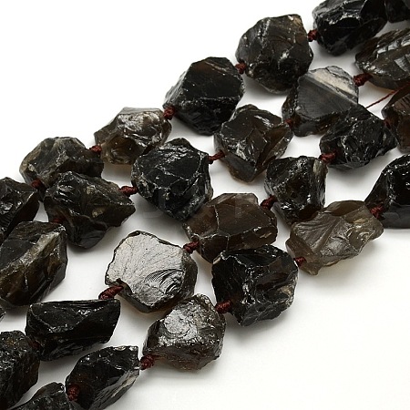 Raw Rough Natural Smoky Quartz Nuggets Bead Strands G-L176-07-1