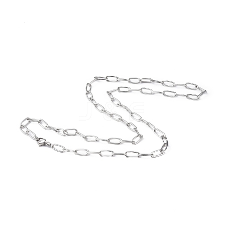 Non-Tarnish 201 Stainless Steel Paperclip Chain Necklace for Men Women NJEW-I122-11C-P-1