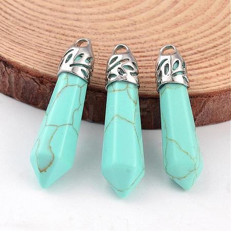 Dyed Bullet Synthetic Turquoise Pointed Pendants G-E332-C12-1