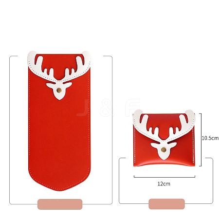 Christmas Deer PU Leather Card Holder Wallets Making Kits PW-WGF4436-01-1